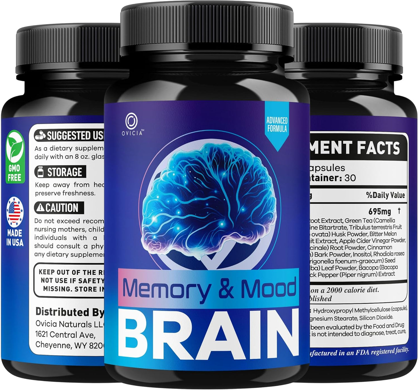 Memory and Mood Brain Capsules - Official Memoryandmoodbrain Pills Advanced Premium Formula Support, All Natural Ingredients Vitamins for Overall Health & Wellness, 60 Capsules for 1 Month