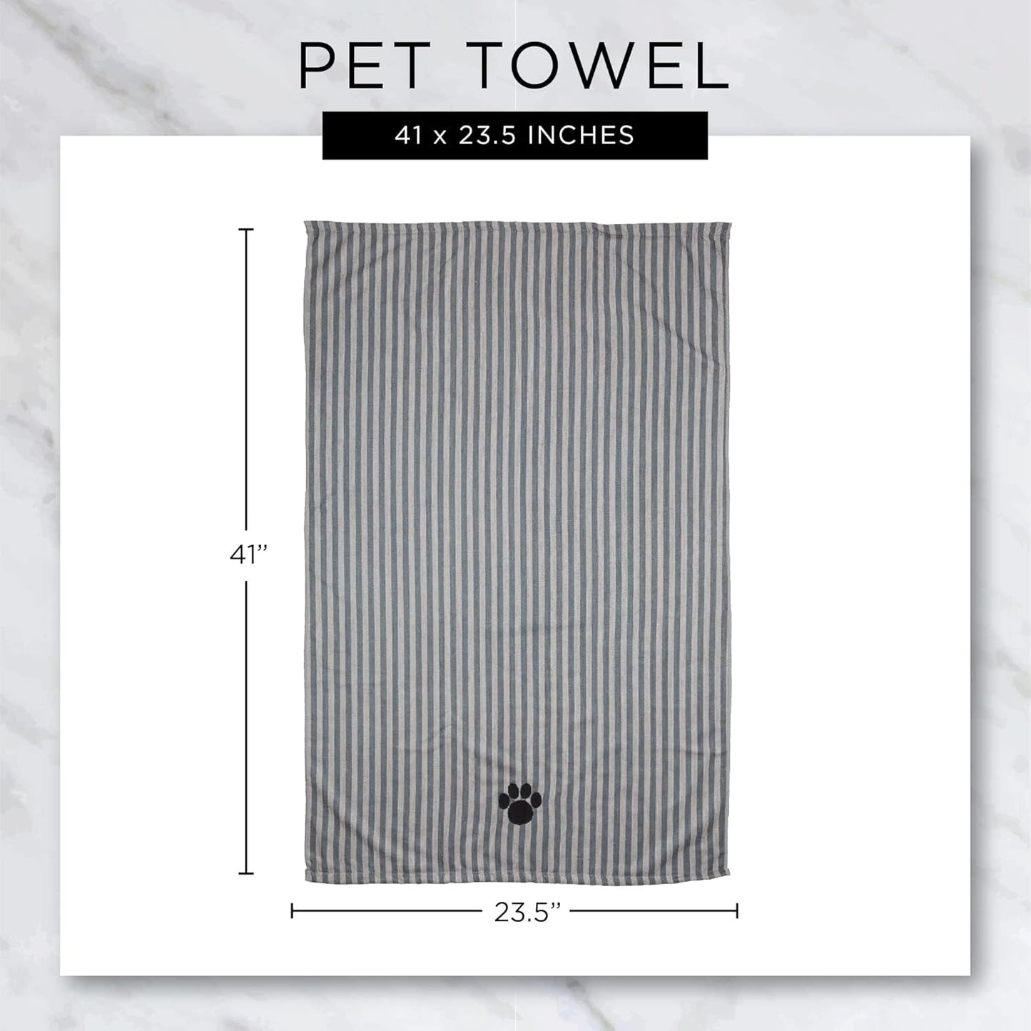 Bone Dry Pet Grooming Towel Collection Absorbent Microfiber X-Large, 41X23.5", Embroidered Taupe