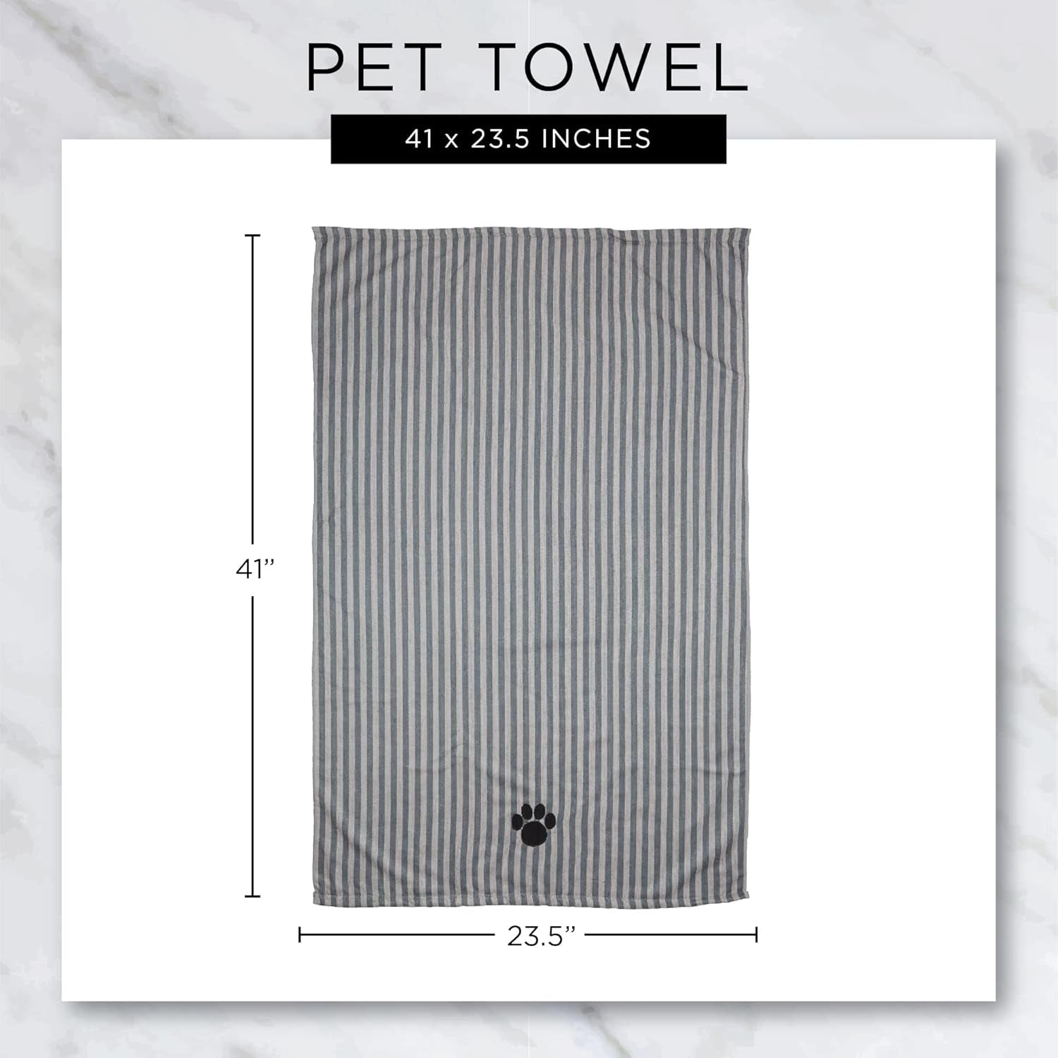 Bone Dry Pet Grooming Towel Collection Absorbent Microfiber X-Large, 41X23.5", Embroidered Taupe