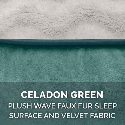 Furhaven Replacement Dog Bed Cover Perfect Comfort Plush & Velvet Waves Sofa-Style, Machine Washable - Celadon Green, Jumbo plus (Xx-Large)
