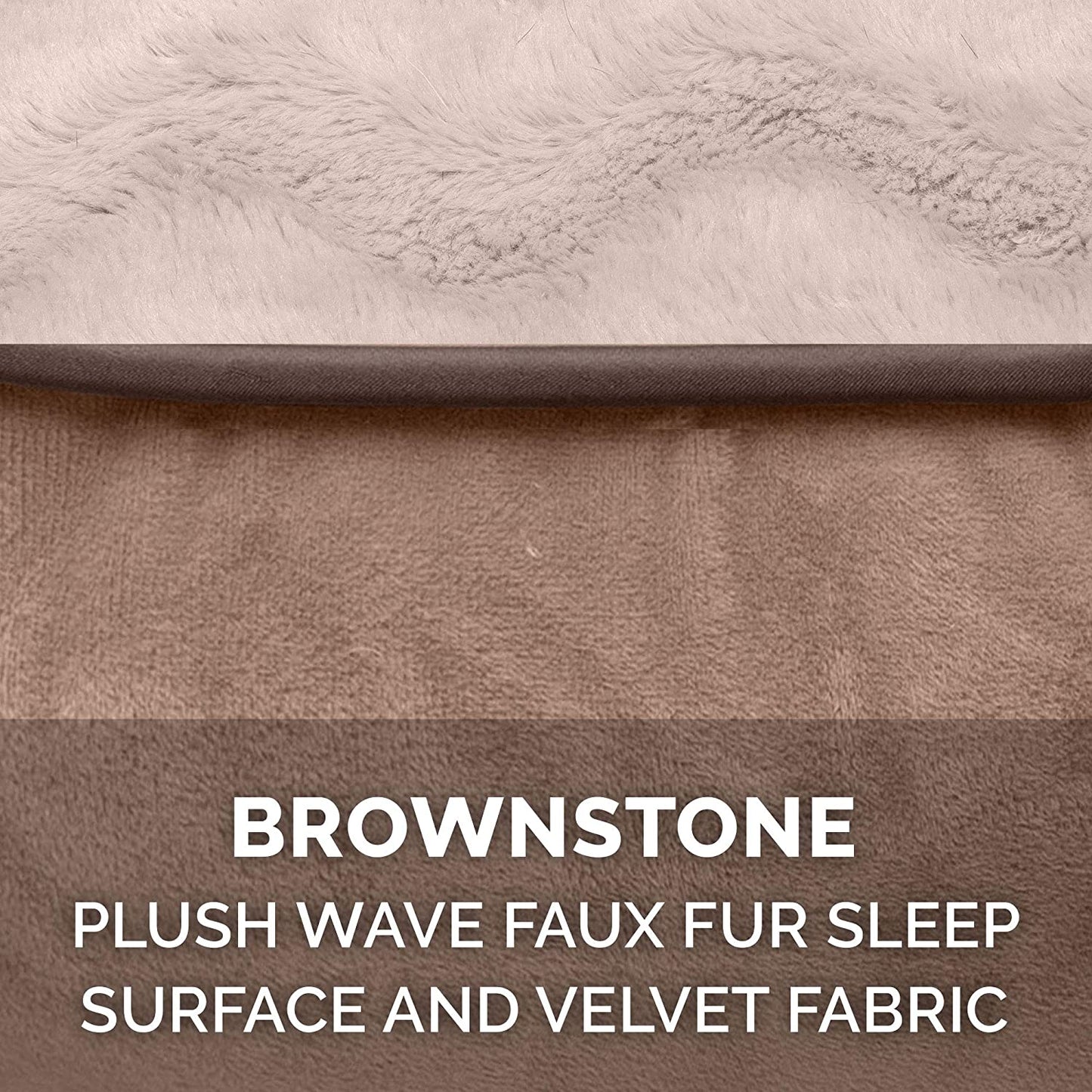 Furhaven Replacement Dog Bed Cover Perfect Comfort Plush & Velvet Waves Sofa-Style, Machine Washable - Brownstone, Large