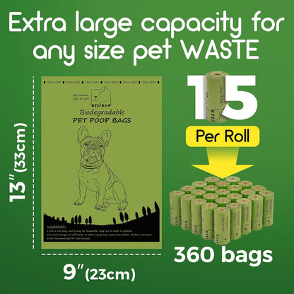 ATIFBOP Biodegradable Dog Poop Bags Rolls 360 Count Scented, Leak Proof and Extra Thick Waste Bag Refill (Scented)