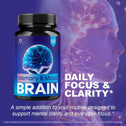 Memory and Mood Brain Capsules - Official Memoryandmoodbrain Pills Advanced Premium Formula Support, All Natural Ingredients Vitamins for Overall Health & Wellness, 60 Capsules for 1 Month