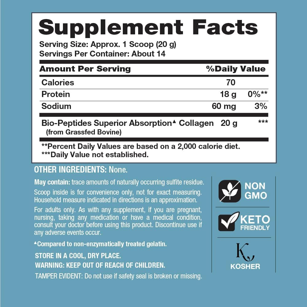 Neocell Collagen Bio-Peptides Powder | 10Oz | Super Hair, Skin, and Nails | Superior Absorption | Grassfed Protein Supplement | Advanced with 18 Essential Amino Acids