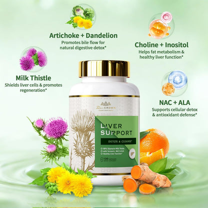 Liver Cleanse Detox & Repair -Milk Thistle Supplement,80% Silymarin, with N-Acetyl Cysteine(Nac), Artichoke, Turmeric & Dandelion for Liver & Antioxidant Support, All-Natural, Gluten Free, Non-Gmo