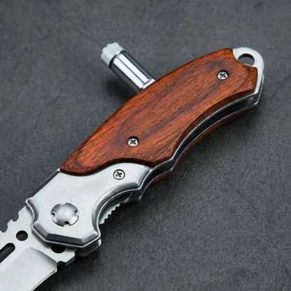 New Upgraded Folding Pocket Knife 8.2" 5CR13MOV Blade, Wooden Handle with Pocket Clip, for Camping, Hiking, Survival, Pipcool Gift for Men & Women