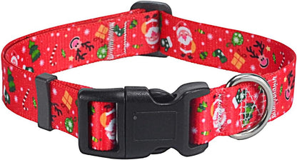 Mihqy Christmas Dog Collar - Premium Adjustable Dog Collar for Small Medium Large Dogs (Christmas, S)