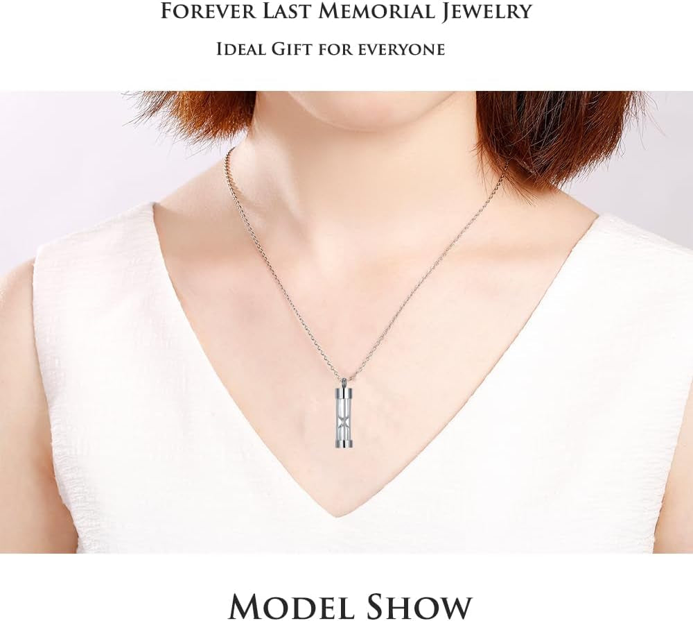 Eternal M. Minilist Bar Cremation Jewelry for Ashes Stainless Steel Urn Necklace for Human Ashes Silver/Rose Gold/Black