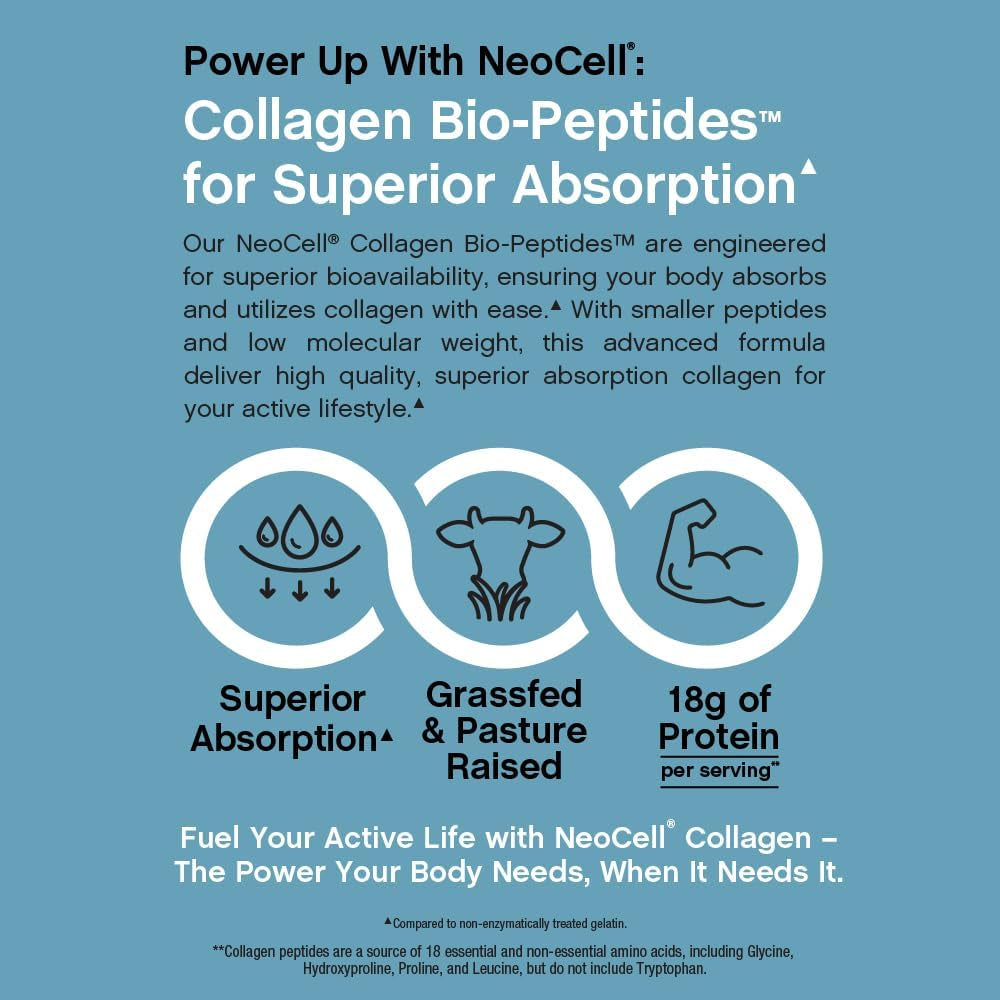 Neocell Collagen Bio-Peptides Powder | 10Oz | Super Hair, Skin, and Nails | Superior Absorption | Grassfed Protein Supplement | Advanced with 18 Essential Amino Acids
