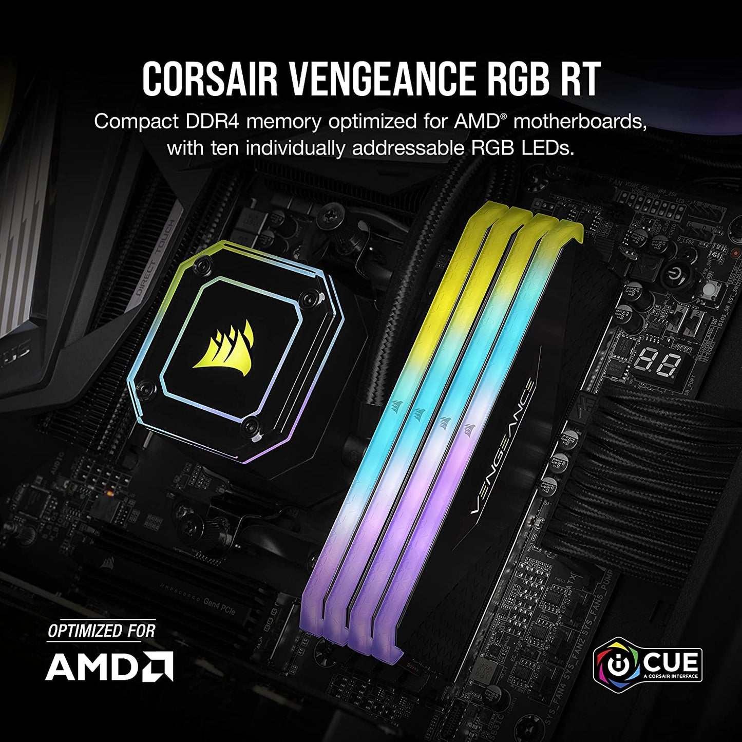 CORSAIR Vengeance RGB RT 32GB (2X16Gb) DDR4 3600 (PC4-28800) C18 1.35V Desktop Memory