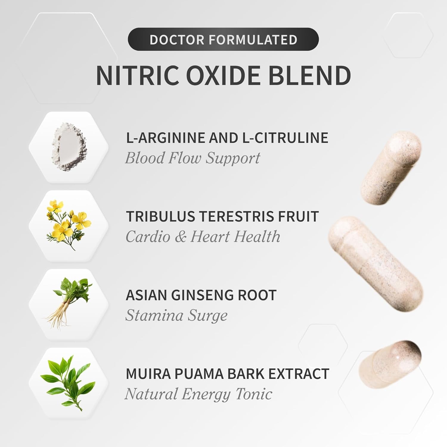 Snap Supplements Nitric Oxide Booster for Men & Women, L-Citrulline + 3 Forms of L-Arginine for Healthy Circulation, Natural Energy & Muscle Support, Caffeine-Free Pre-Workout Alternative, 60 Capsules