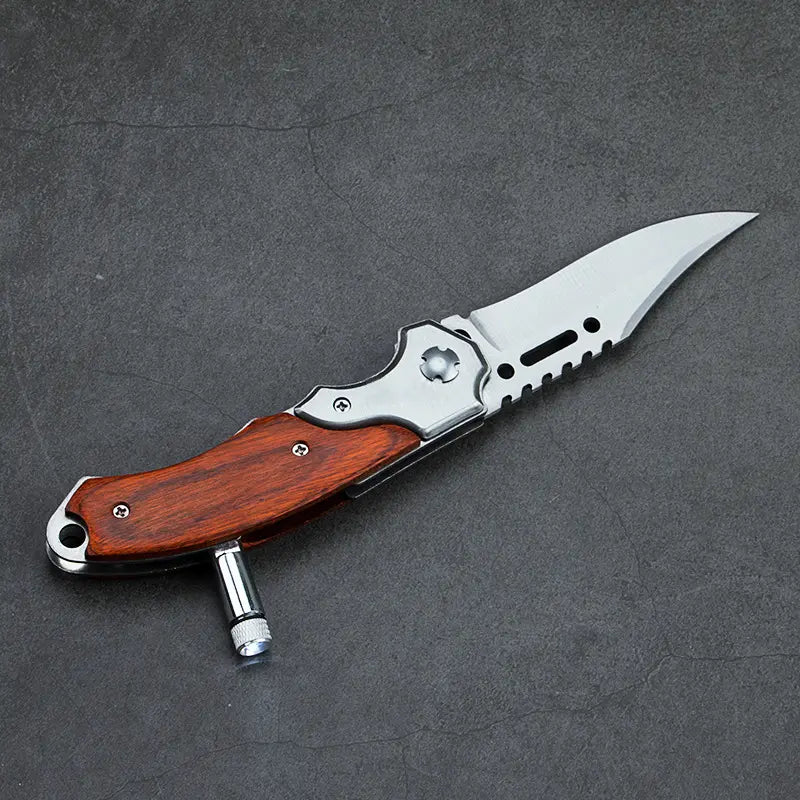 New Upgraded Folding Pocket Knife 8.2" 5CR13MOV Blade, Wooden Handle with Pocket Clip, for Camping, Hiking, Survival, Pipcool Gift for Men & Women