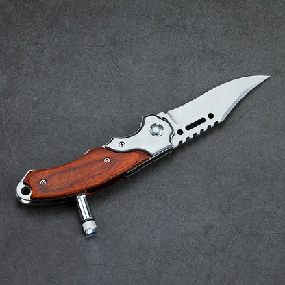 New Upgraded Folding Pocket Knife 8.2" 5CR13MOV Blade, Wooden Handle with Pocket Clip, for Camping, Hiking, Survival, Pipcool Gift for Men & Women
