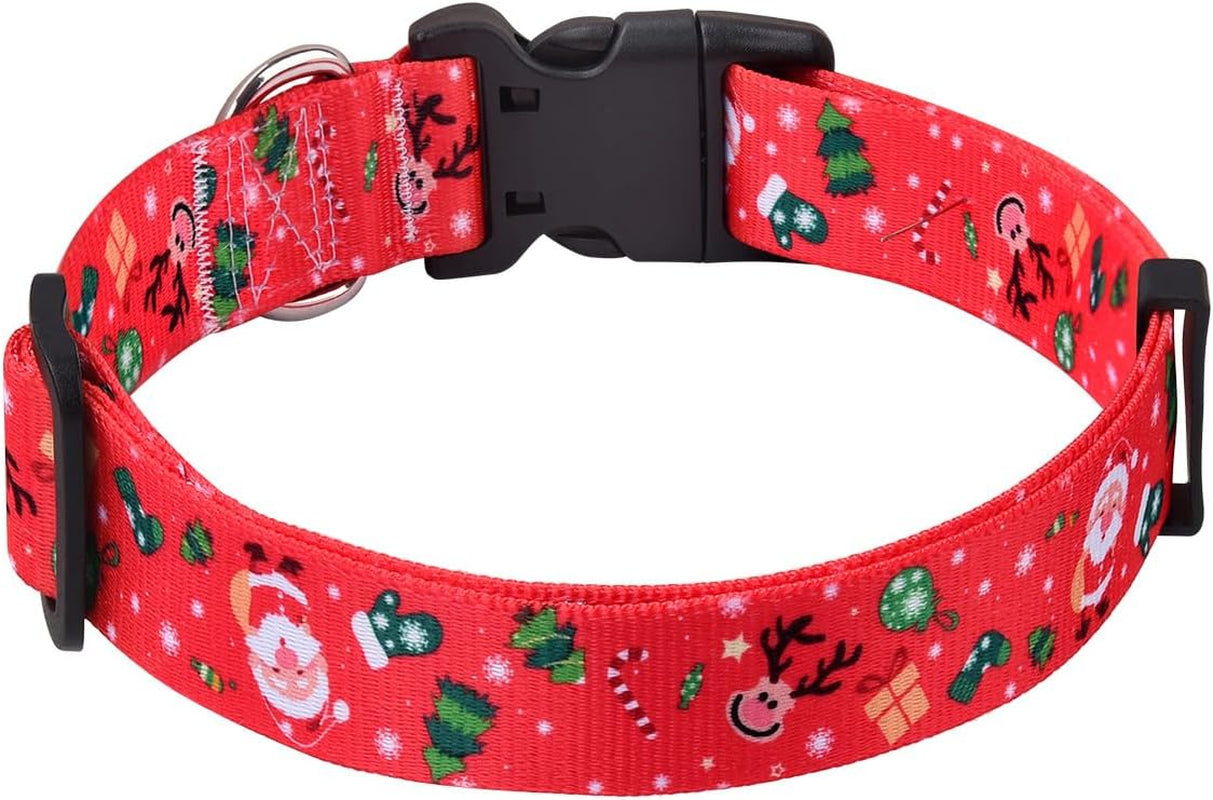 Mihqy Christmas Dog Collar - Premium Adjustable Dog Collar for Small Medium Large Dogs (Christmas, S)
