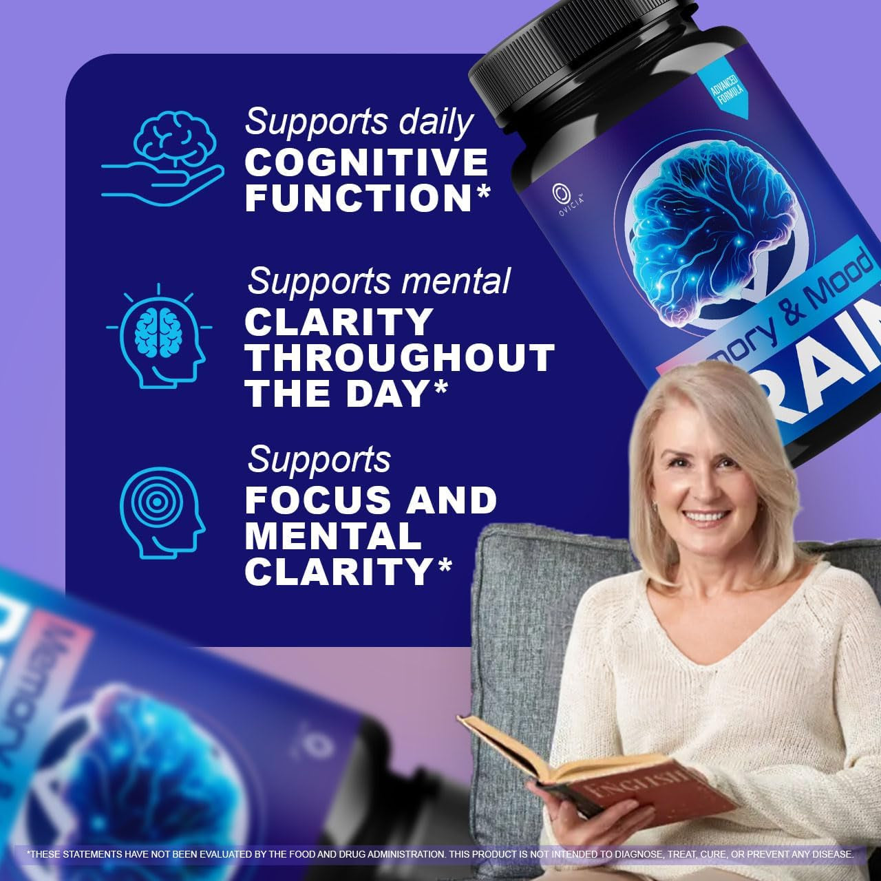 Memory and Mood Brain Capsules - Official Memoryandmoodbrain Pills Advanced Premium Formula Support, All Natural Ingredients Vitamins for Overall Health & Wellness, 60 Capsules for 1 Month