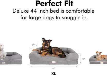 Friends Forever X-Large Dog Bed, Orthopedic Dog Sofa Memory Foam Mattress, Calming Dog Couch Bed, Wall Rim Pillow, Water Resistant Liner, Washable Cover, Non-Slip Bottom, Chester, X-Large Cocoa Brown