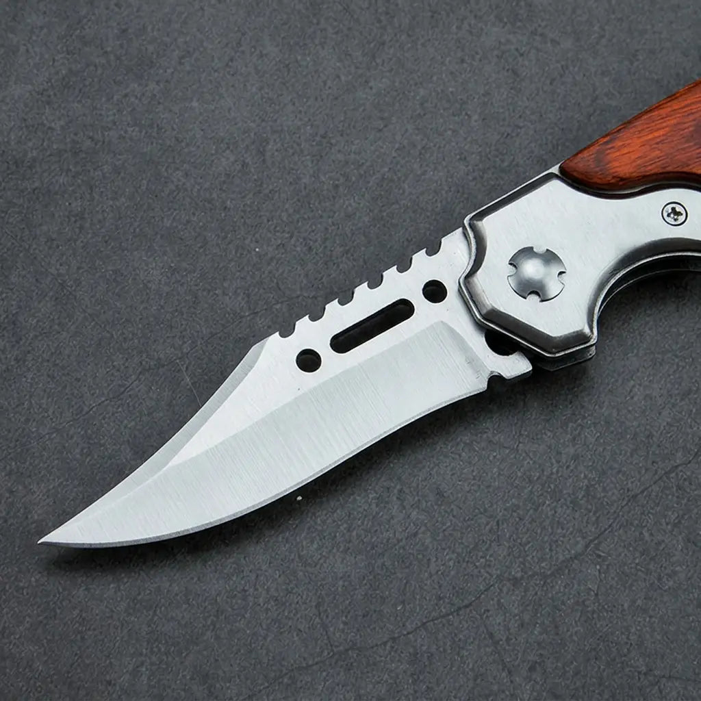New Upgraded Folding Pocket Knife 8.2" 5CR13MOV Blade, Wooden Handle with Pocket Clip, for Camping, Hiking, Survival, Pipcool Gift for Men & Women