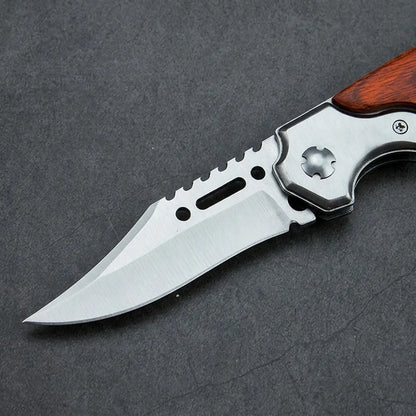 New Upgraded Folding Pocket Knife 8.2" 5CR13MOV Blade, Wooden Handle with Pocket Clip, for Camping, Hiking, Survival, Pipcool Gift for Men & Women