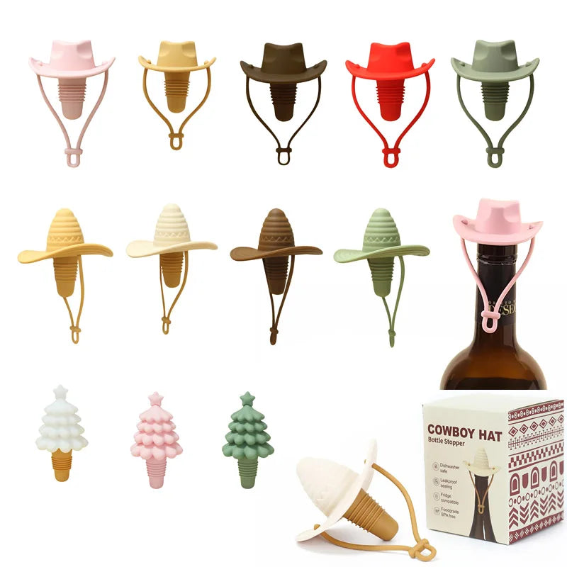Creative Silicone Cowboy Hat Wine Cork Champagne Beer Bottle Stopper Beverage Leak-Proof Sealer Cap Plug Kitchen Bar Accessories