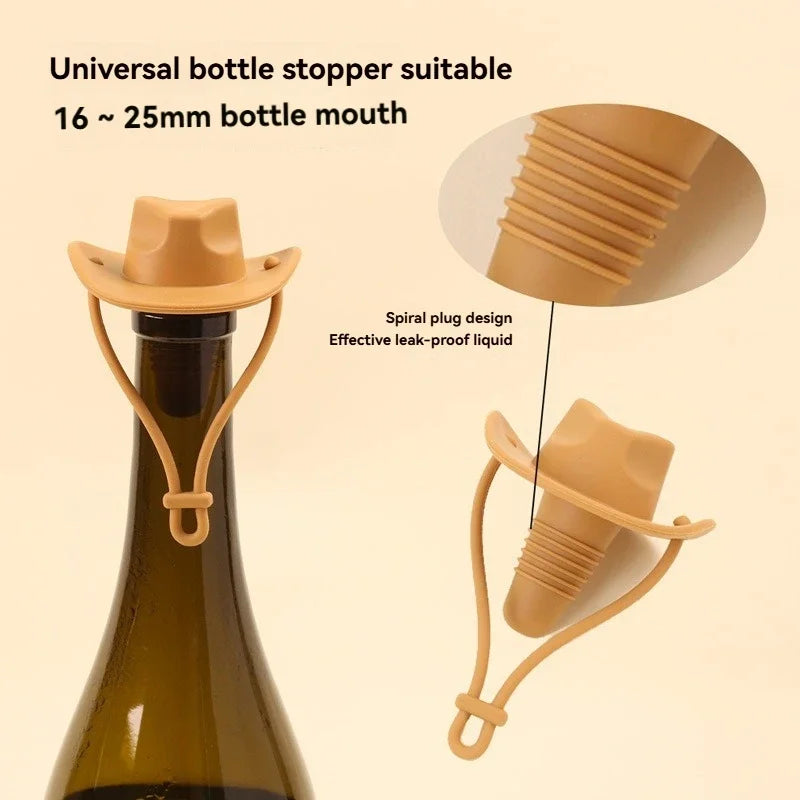Creative Silicone Cowboy Hat Wine Cork Champagne Beer Bottle Stopper Beverage Leak-Proof Sealer Cap Plug Kitchen Bar Accessories