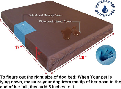 Dogbed4Less XL Orthopedic Memory Foam Dog Bed with Machine Washable Cover, Waterproof Lining for Medium to Large Pet, 47X29X4 Pad Fit 48X30 Crate