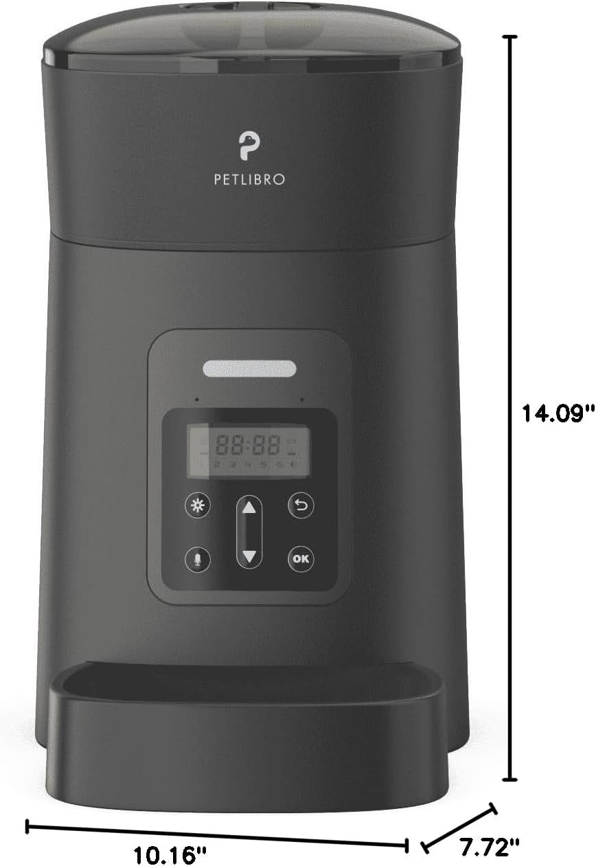 PETLIBRO Automatic Cat Feeder Dog Food Dispenser Auto Timer Pet Feeding Tray, Low Food & Motion & Sound Alerts, 4L Basic PLAF004
