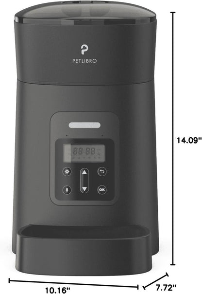 PETLIBRO Automatic Cat Feeder Dog Food Dispenser Auto Timer Pet Feeding Tray, Low Food & Motion & Sound Alerts, 4L Basic PLAF004