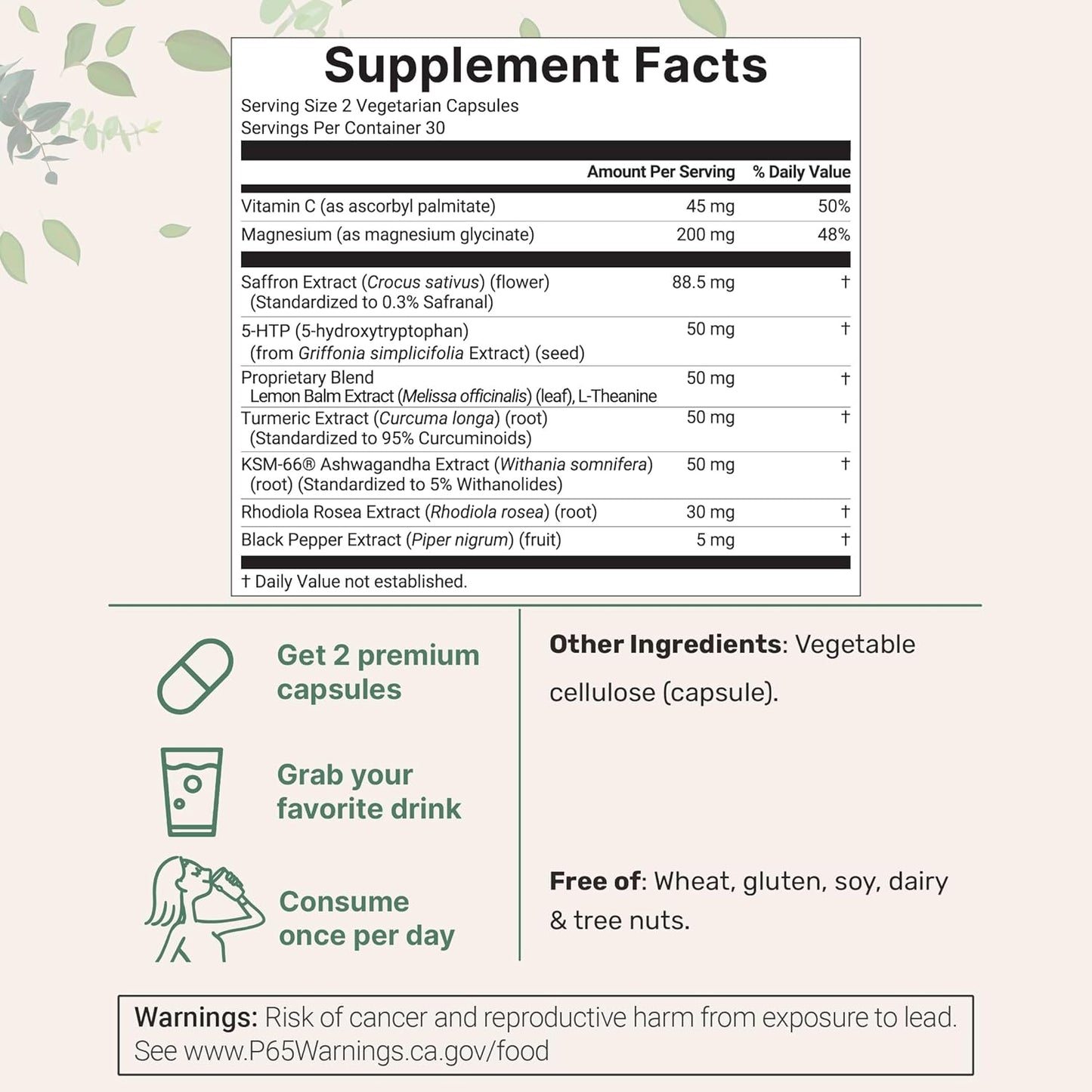 Micro Ingredients Saffron+ Advanced Supplements, 60 Veggie Capsules – 10-In-1 with Saffron Extract, High Absorption Fat-Soluble Vitamin C, Magnesium, Turmeric & KSM-66 Ashwagandha – Filler Free