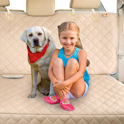 Bark Lover Dog Car Seat Cover for Back Seat Waterproof Backseat Protector, Nonslip Rear Seat Cover for Kids,Universal Size Fits Cars Trucks Suvs (Beige)