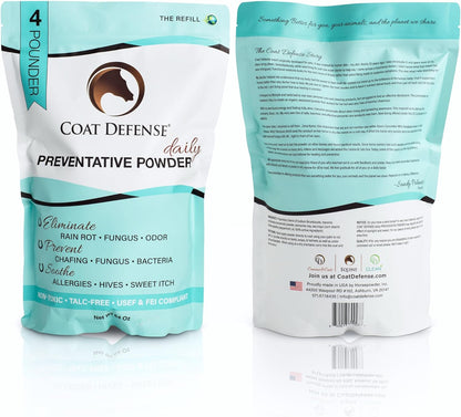 COAT DEFENSE Daily Grooming Powder for Horses | Dry Shampoo with Natural Ingredients | 64 Oz Formula for Fresh, Healthy-Looking Coat