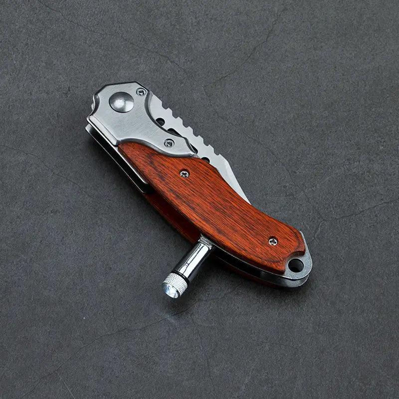 New Upgraded Folding Pocket Knife 8.2" 5CR13MOV Blade, Wooden Handle with Pocket Clip, for Camping, Hiking, Survival, Pipcool Gift for Men & Women