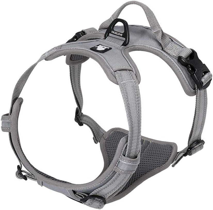 TRUE LOVE Adjustable No-Pull Dog Harness Reflective Pup Vest Harnesses Comfortable Control Brilliant Colors Truelove Tlh5651(Gray,L)