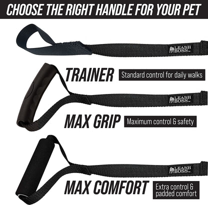 Leash Boss Free Range - Long Dog Leash for Large Dogs + Drawstring Backpack - 1 Inch Nylon Training Lead with Padded Handle (Black) (30 Ft)
