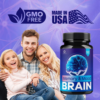 Memory and Mood Brain Capsules - Official Memoryandmoodbrain Pills Advanced Premium Formula Support, All Natural Ingredients Vitamins for Overall Health & Wellness, 60 Capsules for 1 Month