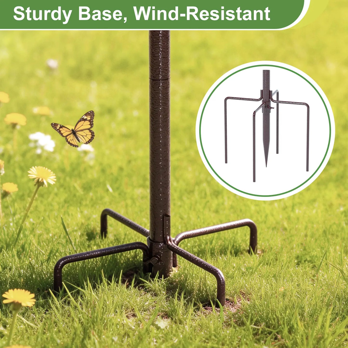 Joywink Bird Feeding Station Kit with Metal Squirrel Baffle, Heavy Duty Metal Bird Feeding Station with Seed Tray＆Mesh Basket, Easy Assembly Ground Mounted Bird Feeder Pole for Garden Yard Outdoor