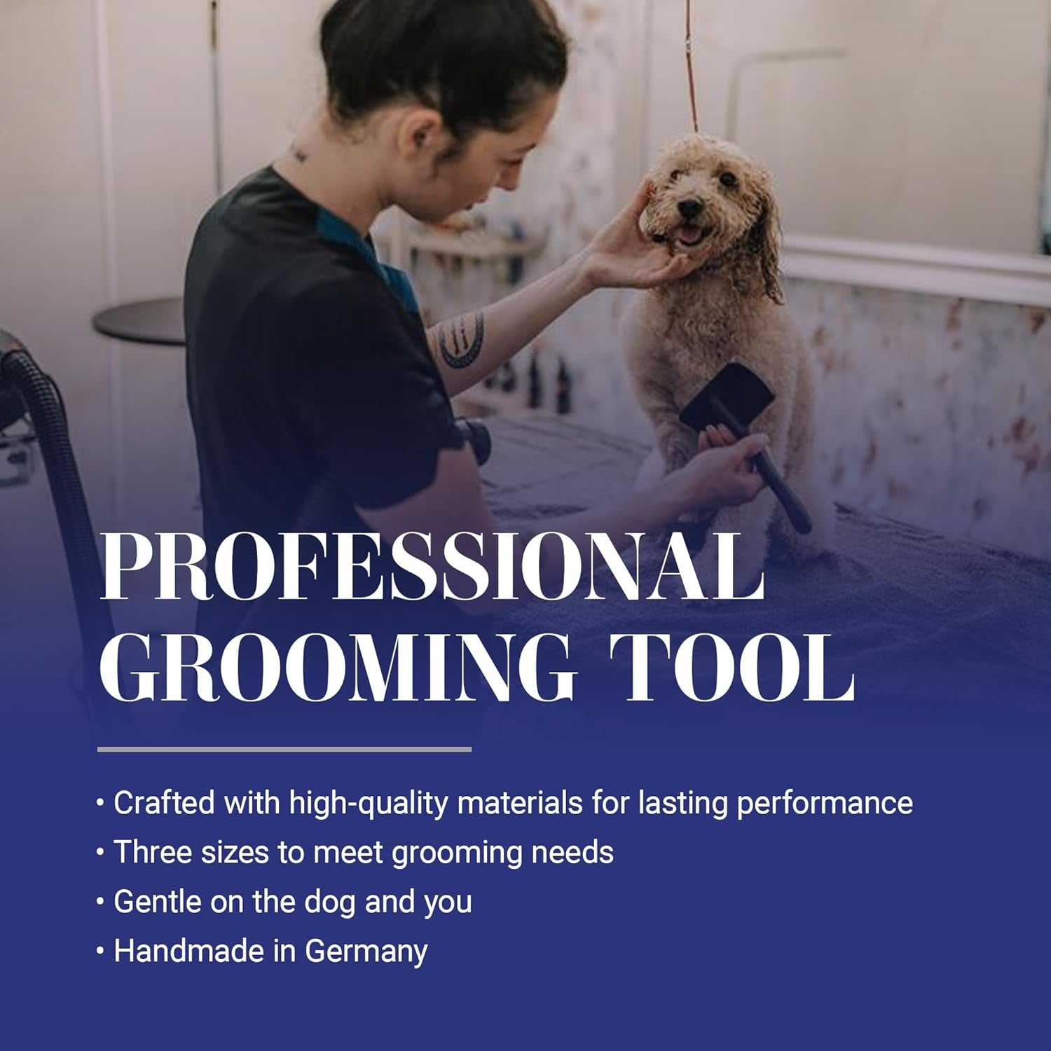Chris Christensen Big K Dog Slicker Brush for Dogs (Goldendoodles, Labradoodles, Poodles), Groom like a Professional, Fluff Detangle Style, Saves Time Energy, Black, Large