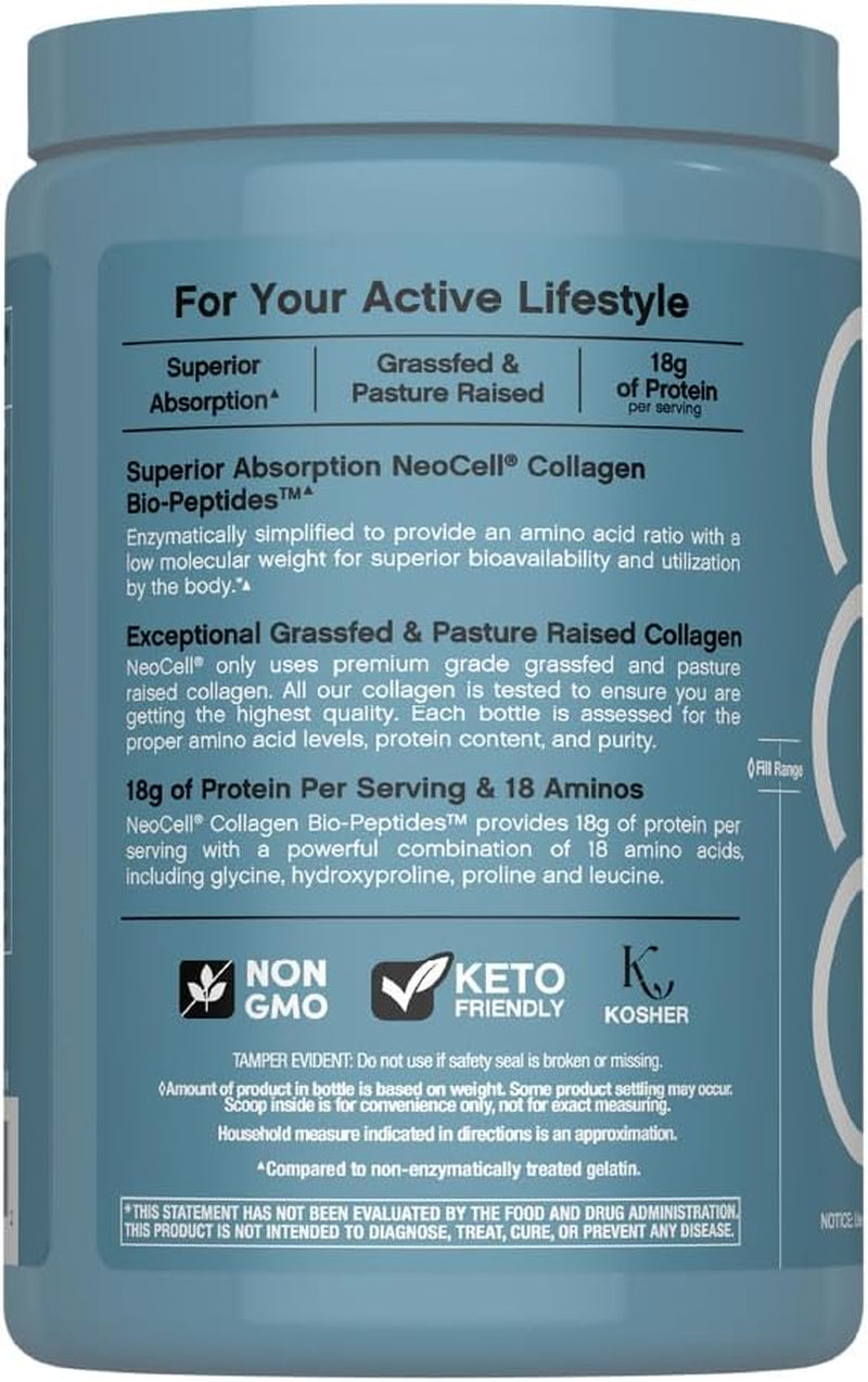 Neocell Collagen Bio-Peptides Powder | 10Oz | Super Hair, Skin, and Nails | Superior Absorption | Grassfed Protein Supplement | Advanced with 18 Essential Amino Acids