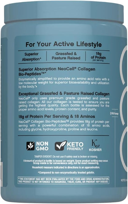 Neocell Collagen Bio-Peptides Powder | 10Oz | Super Hair, Skin, and Nails | Superior Absorption | Grassfed Protein Supplement | Advanced with 18 Essential Amino Acids