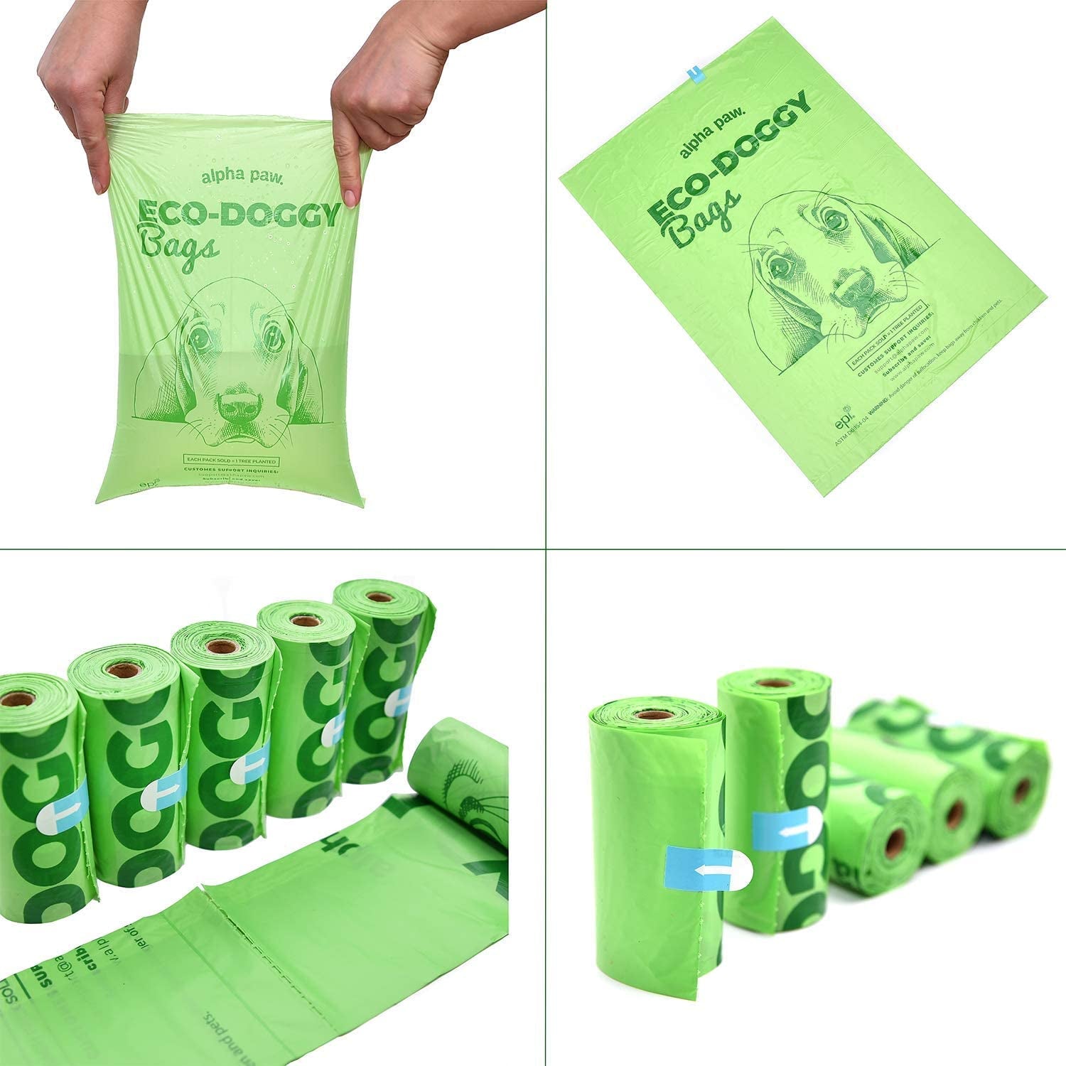Alpha Paw Eco-Doggy Bags & Portable Dispenser - 60 Odor-Blocking, Biodegradable Poop Bags for Dogs - Scented Dog Poop Bags - Lavender-Scented Poop Bags - Compostable Dog Waste Bags - Puppy Accessories