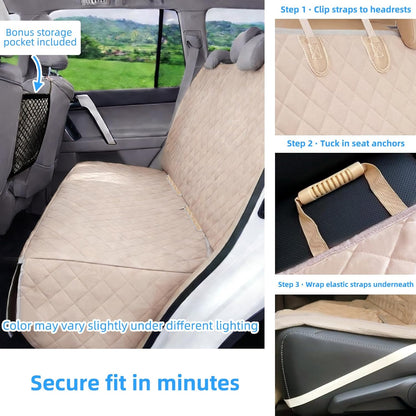 Bark Lover Dog Car Seat Cover for Back Seat Waterproof Backseat Protector, Nonslip Rear Seat Cover for Kids,Universal Size Fits Cars Trucks Suvs (Beige)