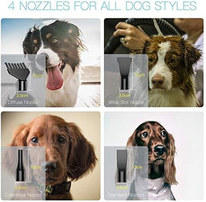 Burano Dog Dryer, High Velocity Pet Hair Dryer, 4.3HP Stepless Adjustable Speed Dog Hair Force Dryer, Powerful Pet Blower with Heater