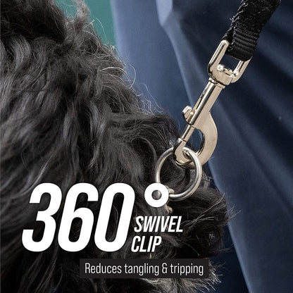 Leash Boss Free Range - Long Dog Leash for Large Dogs + Drawstring Backpack - 1 Inch Nylon Training Lead with Padded Handle (Black) (30 Ft)
