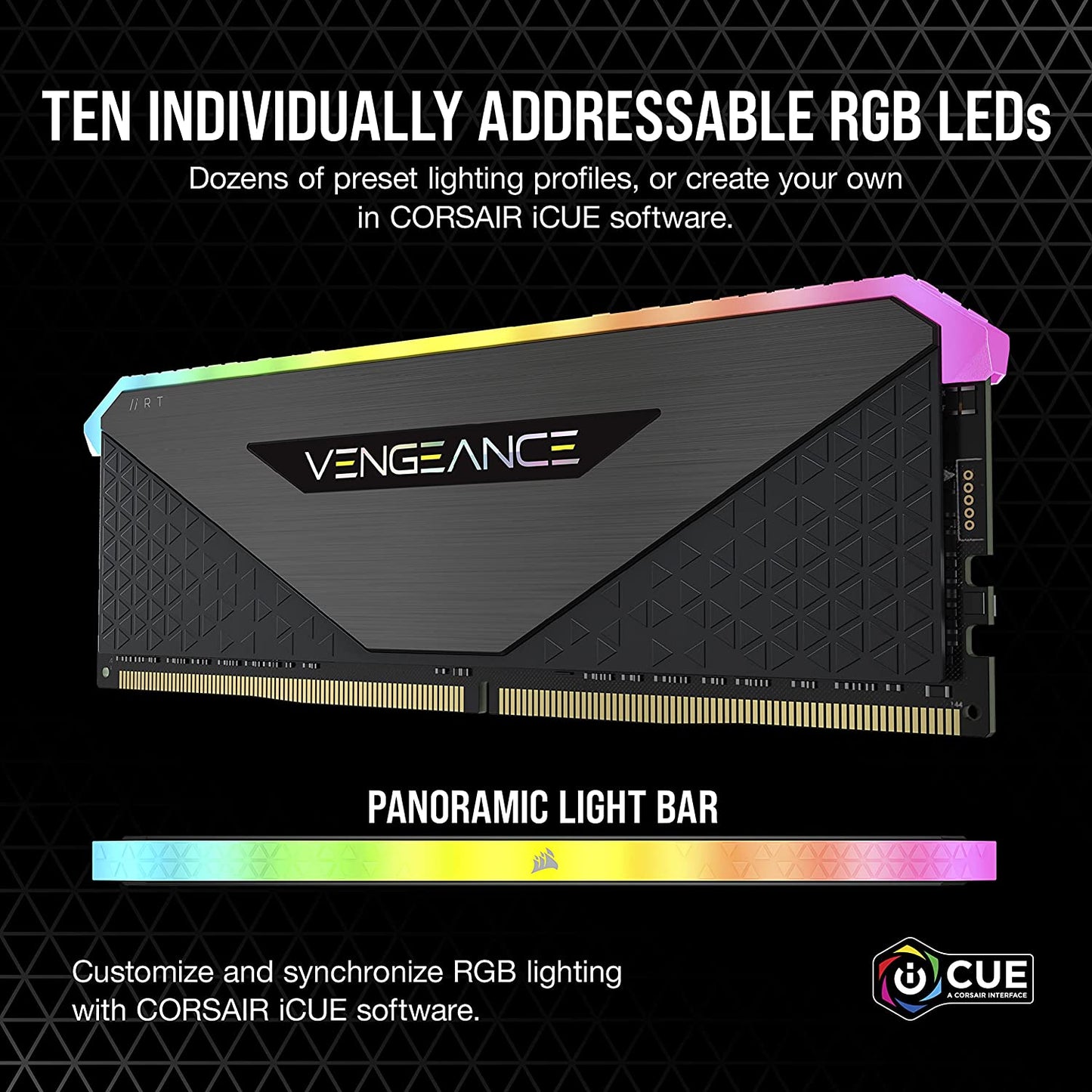 CORSAIR Vengeance RGB RT 32GB (2X16Gb) DDR4 3600 (PC4-28800) C18 1.35V Desktop Memory