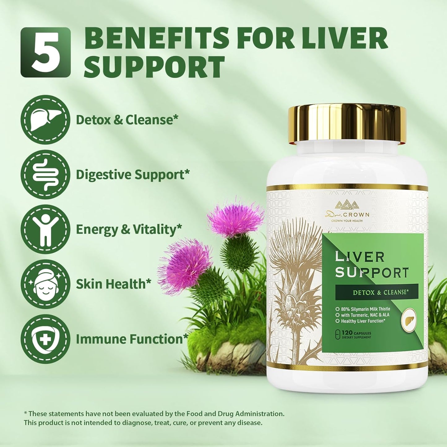 Liver Cleanse Detox & Repair -Milk Thistle Supplement,80% Silymarin, with N-Acetyl Cysteine(Nac), Artichoke, Turmeric & Dandelion for Liver & Antioxidant Support, All-Natural, Gluten Free, Non-Gmo