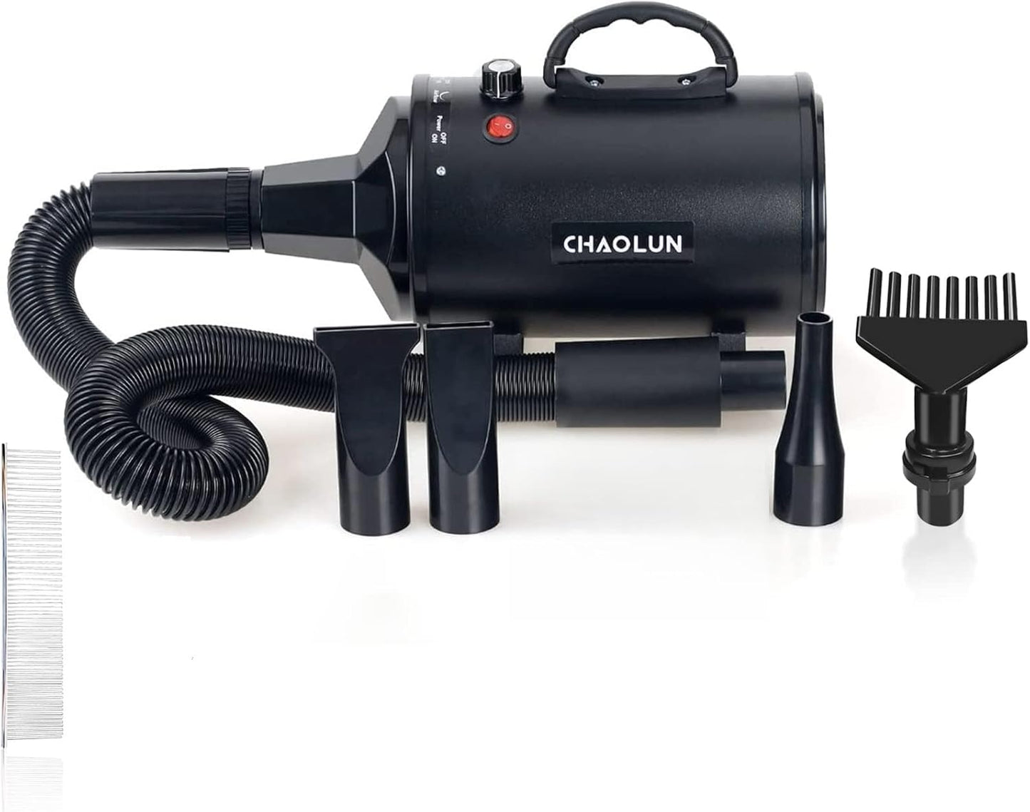 High Velocity Dog Grooming Dryer, Dog Blow Dryer, Pet Hair Dryer with Heater, Adjustable Speed, Black