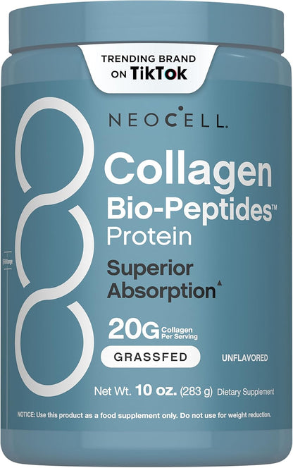 Neocell Collagen Bio-Peptides Powder | 10Oz | Super Hair, Skin, and Nails | Superior Absorption | Grassfed Protein Supplement | Advanced with 18 Essential Amino Acids