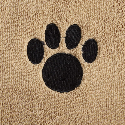 Bone Dry Pet Grooming Towel Collection Absorbent Microfiber X-Large, 41X23.5", Embroidered Taupe
