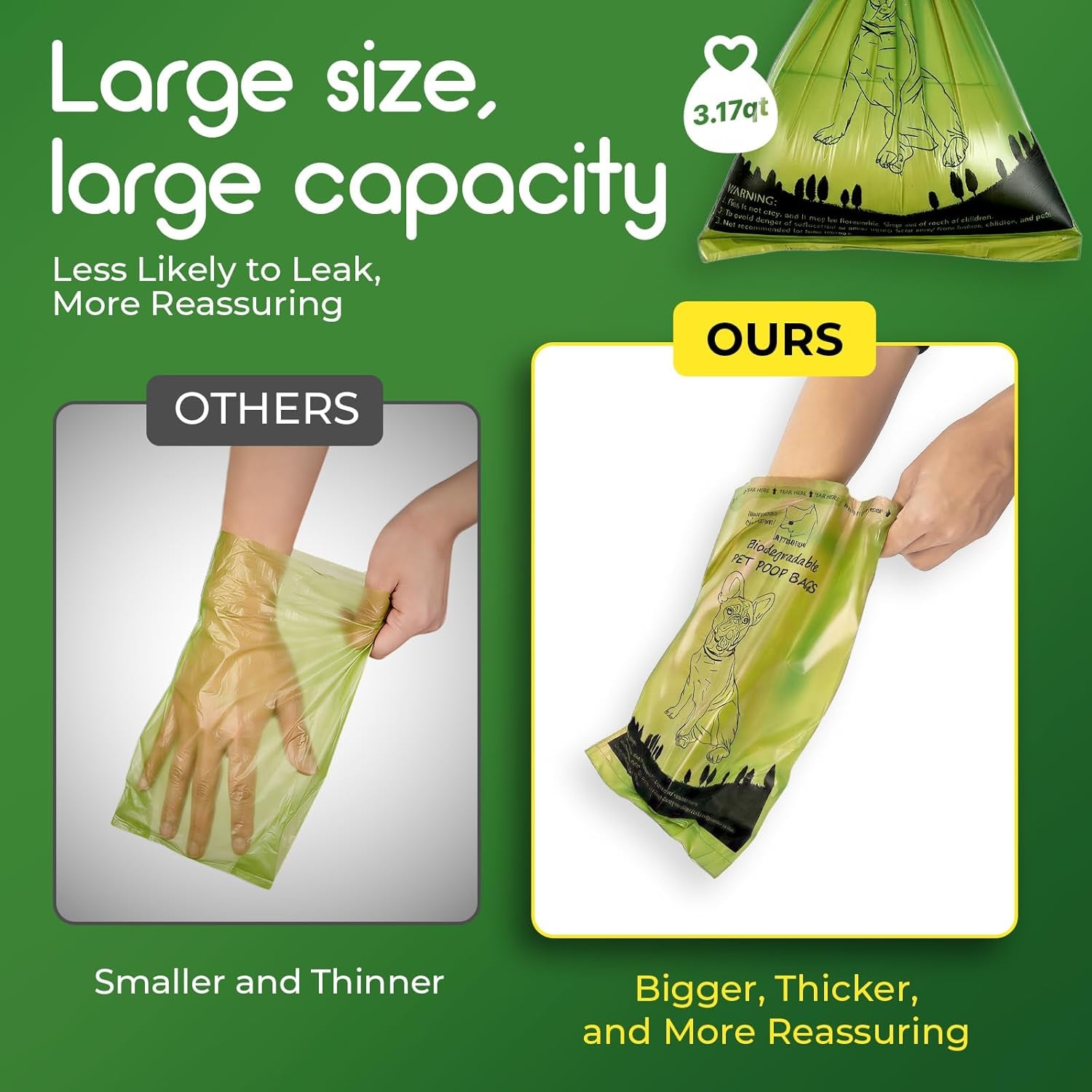 ATIFBOP Biodegradable Dog Poop Bags Rolls 360 Count Scented, Leak Proof and Extra Thick Waste Bag Refill (Scented)