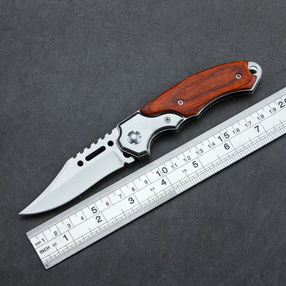 New Upgraded Folding Pocket Knife 8.2" 5CR13MOV Blade, Wooden Handle with Pocket Clip, for Camping, Hiking, Survival, Pipcool Gift for Men & Women