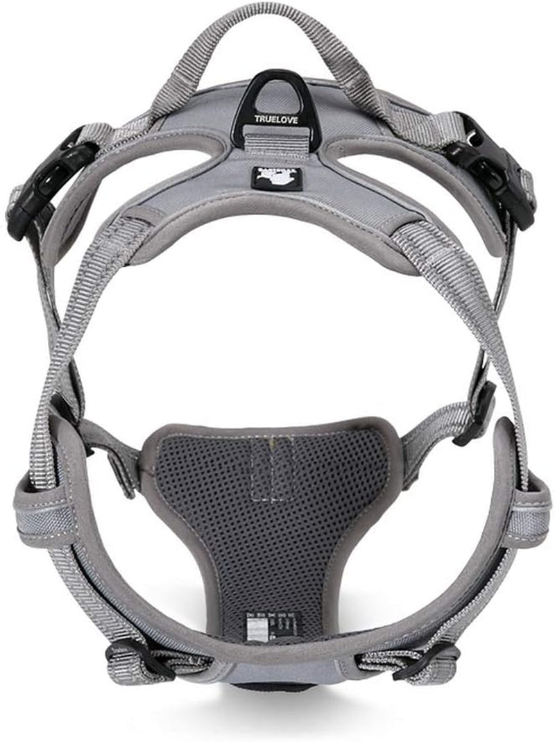 TRUE LOVE Adjustable No-Pull Dog Harness Reflective Pup Vest Harnesses Comfortable Control Brilliant Colors Truelove Tlh5651(Gray,L)